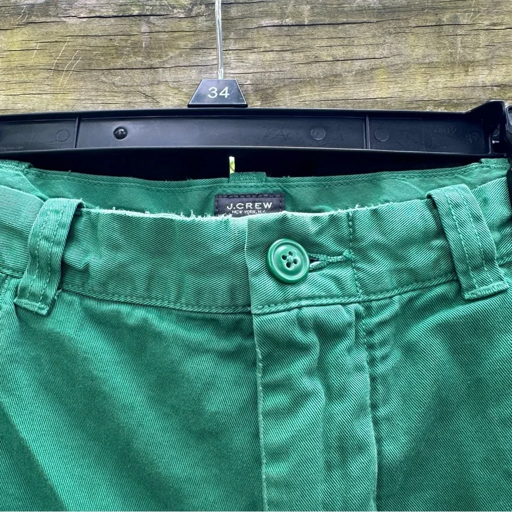 J. Crew Men’s Stanton Chino Shorts Flat Front Classic Fit‎ Green Waist Size 33